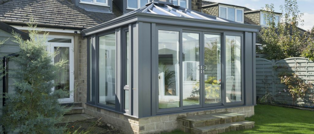 Modern grey conservatory external